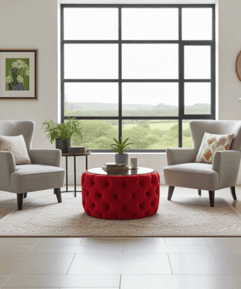 Velvet Button Tufted Round Coffee Table Chesterfield Style 60cm