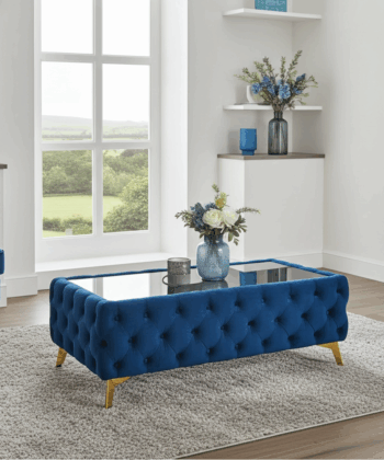 Elegant Velvet Chesterfield Coffee Table Velvet Rectangle 103x63x45cm