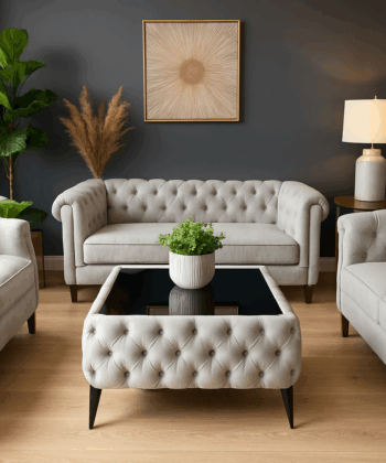 Luxury Velvet Chesterfield  Coffee Table 63x63x35cm Square Velvet