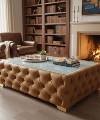 Elegant Velvet Chesterfield Coffee Table Velvet Rectangle 103x63x45cm