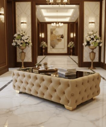 Elegant Velvet Chesterfield Coffee Table Velvet Rectangle 103x63x45cm