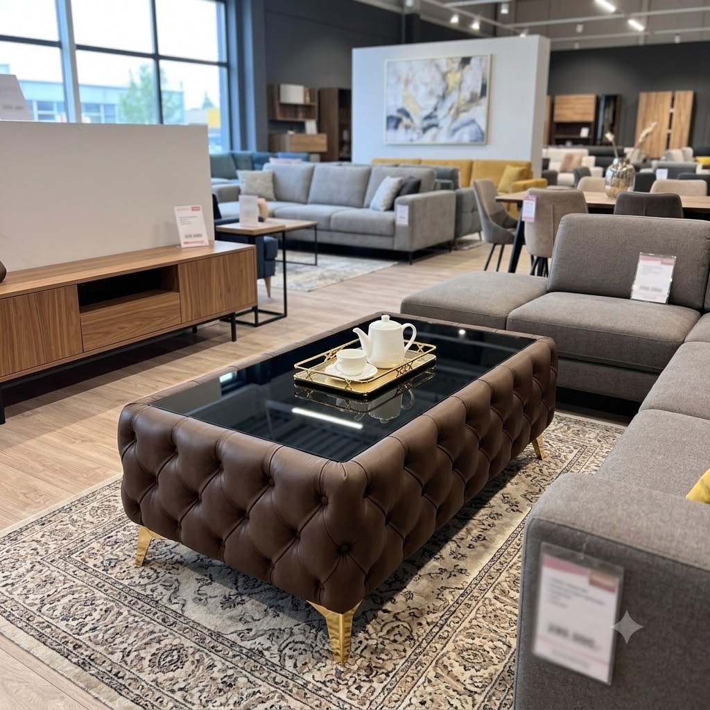 Elegant Velvet Chesterfield Coffee Table Velvet Rectangle 103x63x45cm