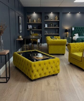 Elegant Velvet Chesterfield Coffee Table Velvet Rectangle 103x63x45cm