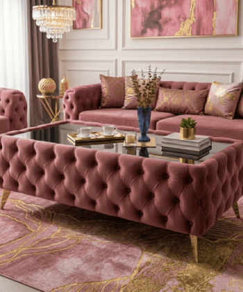 Elegant Velvet Chesterfield Coffee Table Velvet Rectangle 103x63x45cm