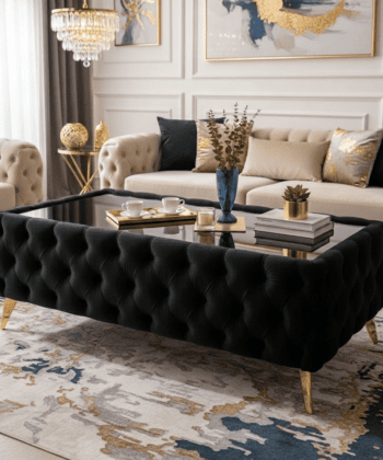 Elegant Velvet Chesterfield Coffee Table Velvet Rectangle 103x63x45cm