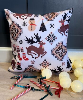 Handcrafted Christmas Pillow Nordic Pixel Art Festive Cushion
