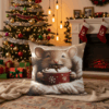 Handcrafted Christmas Pillow – Cosy Mouse with Hot Chocolat
