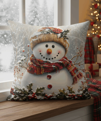 Handcrafted Christmas Snowman Pillow
