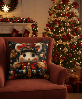 Handcrafted Christmas Pillow – Festive Nutcracker Mouse Design