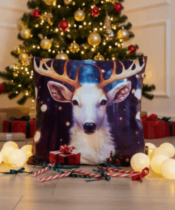 Handcrafted Christmas Pillow with Majestic Reindeer