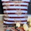 Handcrafted Christmas Pillow Burgundy Stripe & Snowflake Design
