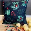 Handcrafted Christmas Pillow – Classic Holly & Pine Design