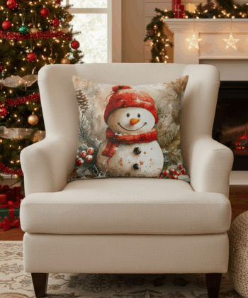 Handcrafted Christmas Snowman Pillow