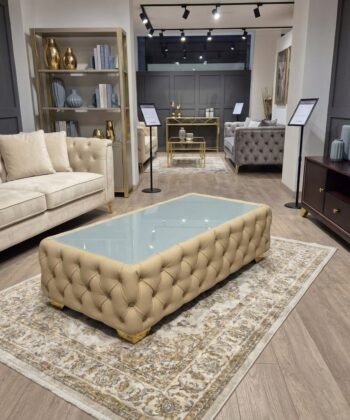 Long Chesterfield  Coffee Table Velvet Rectangle 123x63x45cm