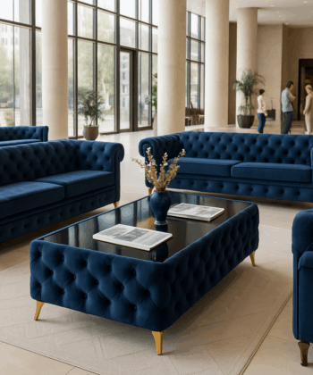 Long Chesterfield  Coffee Table Velvet Rectangle 123x63x45cm