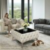 Luxury Velvet Chesterfield  Coffee Table 63x63x35cm Square Velvet