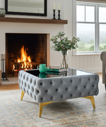 Luxury Velvet Chesterfield  Coffee Table 63x63x35cm Square Velvet