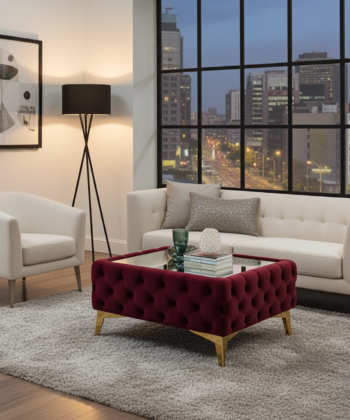 Luxury Velvet Chesterfield  Coffee Table 63x63x35cm Square Velvet