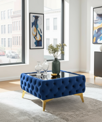 Luxury Velvet Chesterfield  Coffee Table 63x63x35cm Square Velvet