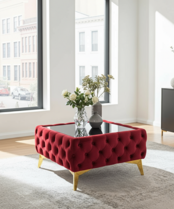 Luxury Velvet Chesterfield  Coffee Table 63x63x35cm Square Velvet