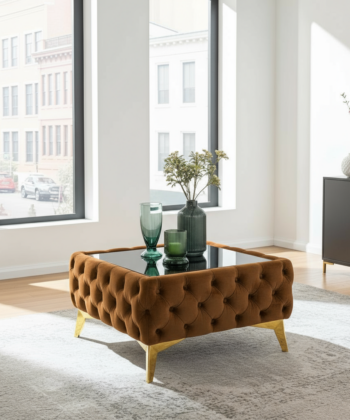 Luxury Velvet Chesterfield  Coffee Table 63x63x35cm Square Velvet
