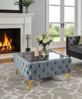 Luxury Velvet Chesterfield  Coffee Table 63x63x35cm Square Velvet