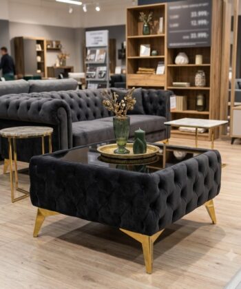 Luxury Velvet Chesterfield  Coffee Table 63x63x35cm Square Velvet
