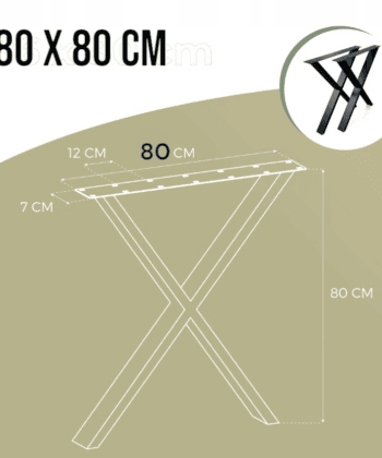 Metal Table Legs Type X Loft Style 80x80 cm Set of 2