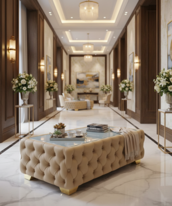 Long Chesterfield  Coffee Table Velvet Rectangle 123x63x45cm