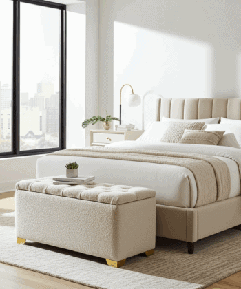 Bouclé Ottoman with Storage – Custom Bench for Irish Homes