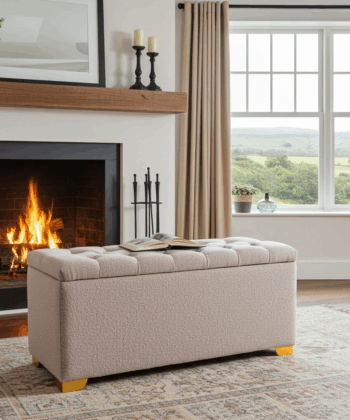 Elegance Bouclé Ottoman with Storage 140x40cm