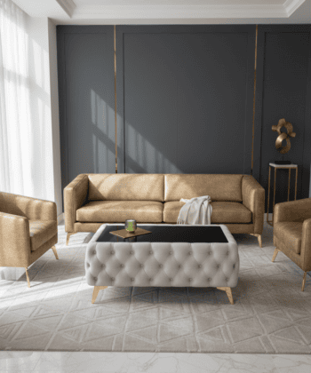 Chesterfield Coffee Table Velvet Rectangle 83x63x45cm with Glass