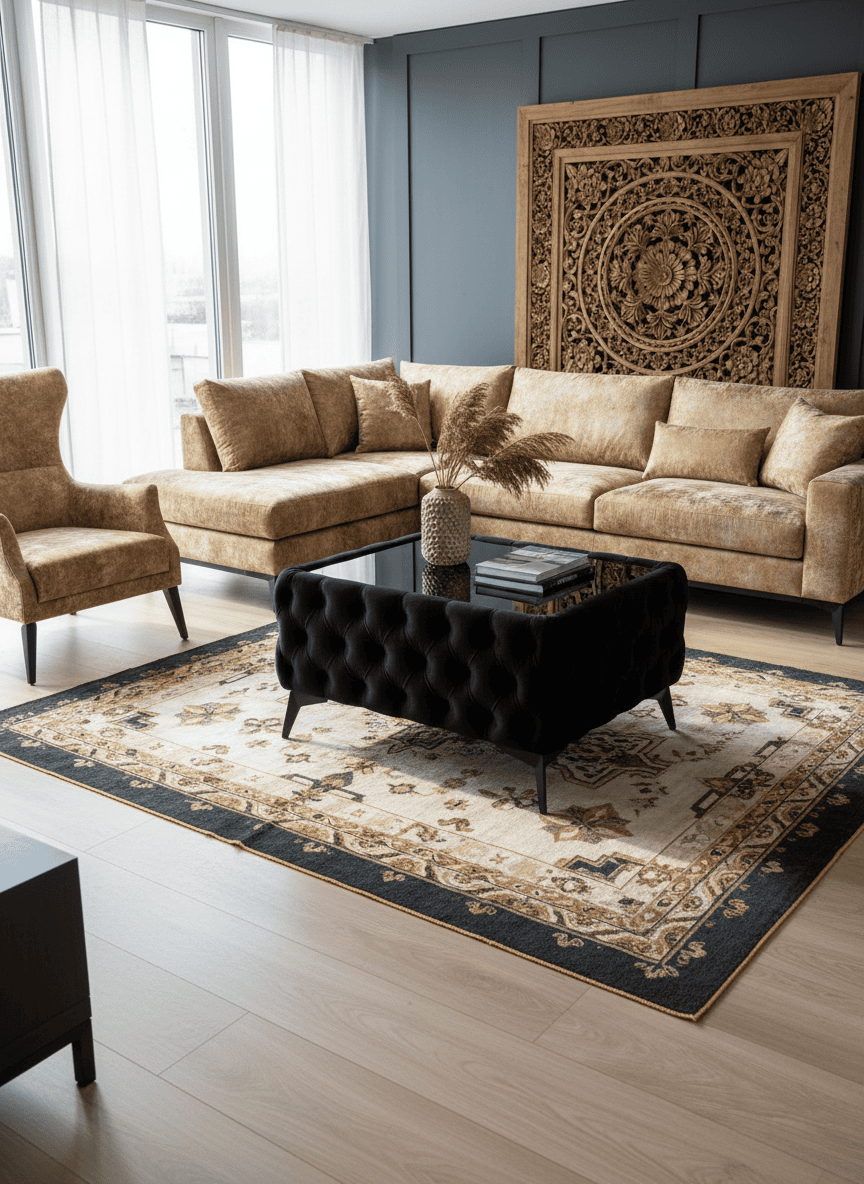 Chesterfield Coffee Table Velvet Rectangle 83x63x45cm with Glass