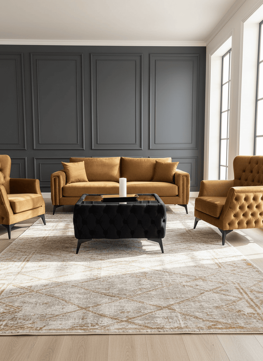 Chesterfield Coffee Table Velvet Rectangle 83x63x45cm with Glass