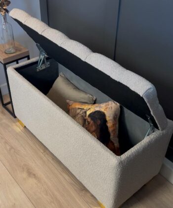 Elegance Bouclé Ottoman with Storage 120x40cm