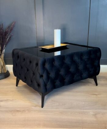 Chester Lux Coffee Table Black Rectangle 83x63x45cm with Glass
