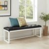 Wooden-Framed Bench 140x40cm Cognac Eco-Leather