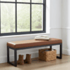 Cognac Eco Leather Wooden-Framed Bench 140x40cm