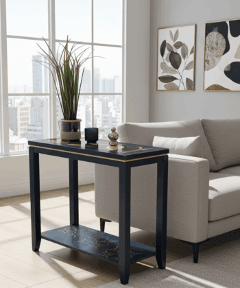 Baroque Elegance Side Table – Black and Gold Baroque Accent