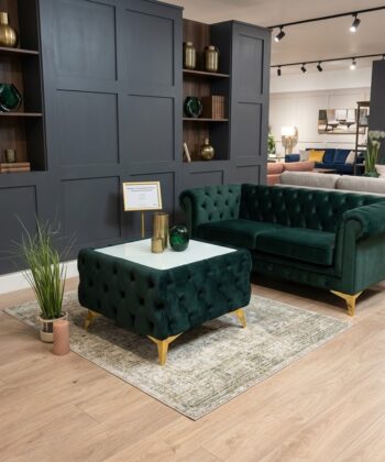 Chesterfield Velvet Square Coffee Table with Glass 63x63x45cm