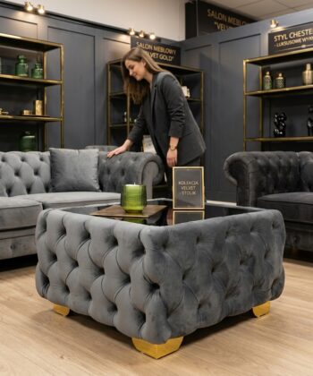 Chesterfield Velvet Square Coffee Table with Glass 63x63x45cm