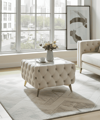 Chesterfield Velvet Square Coffee Table with Glass 63x63x45cm