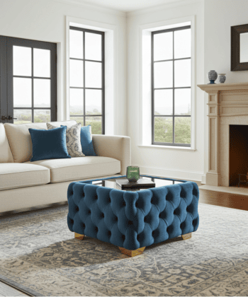 Chesterfield Velvet Square Coffee Table with Glass 63x63x45cm
