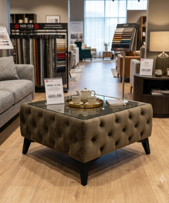 Chesterfield Velvet Square Coffee Table with Glass 63x63x45cm