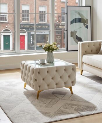 Chesterfield Velvet Square Coffee Table with Glass 63x63x45cm