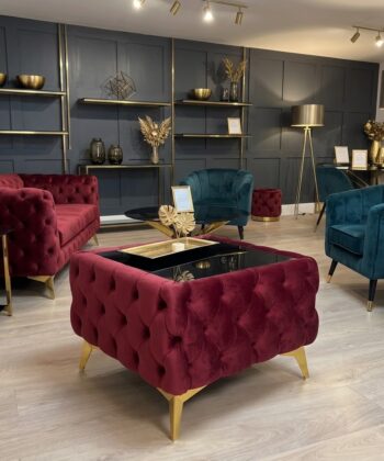 Chesterfield Velvet Square Coffee Table with Glass 63x63x45cm