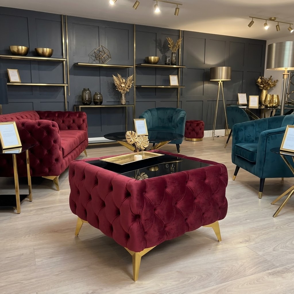 Chesterfield Velvet Square Coffee Table with Glass 63x63x45cm