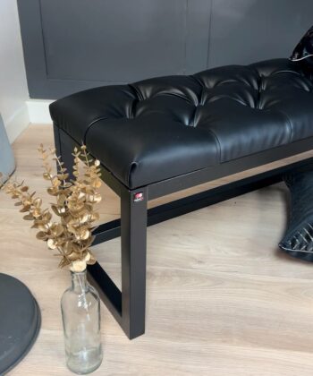 Cognac Eco Leather Wooden-Framed Bench 140x40cm