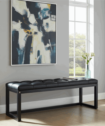 Cognac Eco Leather Wooden-Framed Bench 140x40cm