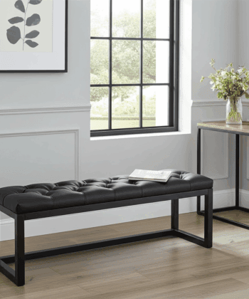 Cognac Eco Leather Wooden-Framed Bench 140x40cm
